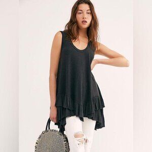Free People Shimmy Sasha‎ Tank Linen Blend XS Oversized Grunge Boho Lagenlook